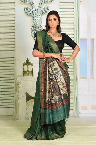 Deep Green Pure Tussar