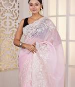 Light Pink Chikankari Organza