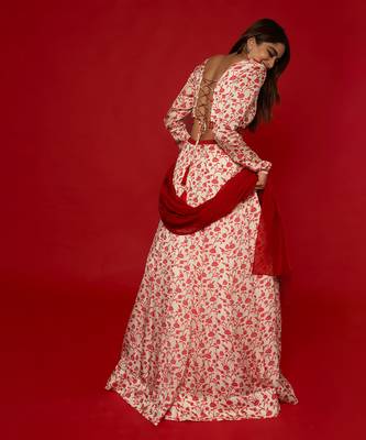 White & Red Lehenga Set 2