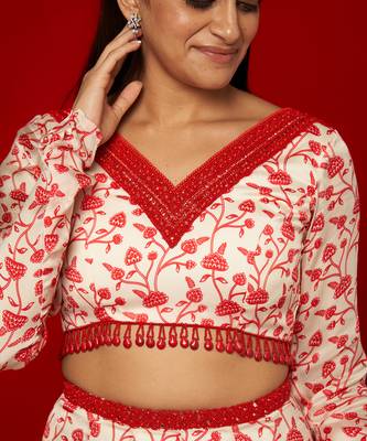 White & Red Lehenga Set 4