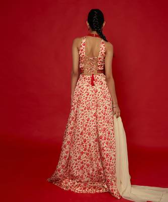 Cream & Red Lehenga Set 2