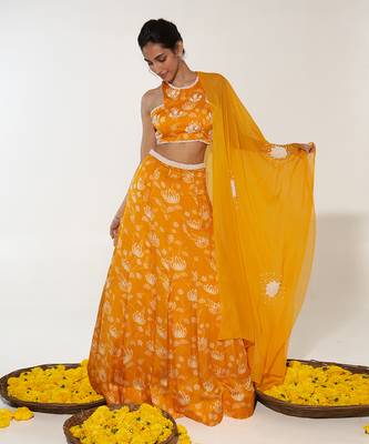 Mustard & White Lehenga Set 1