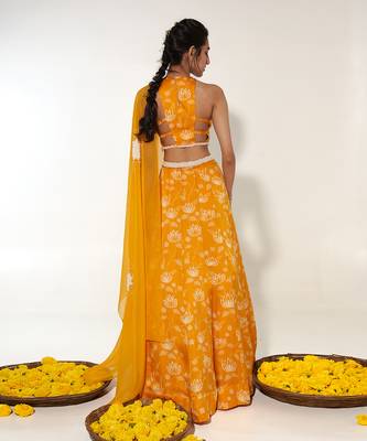 Mustard & White Lehenga Set 2