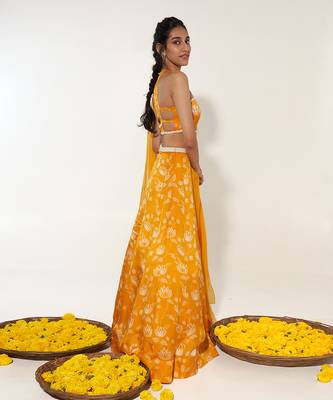 Mustard & White Lehenga Set 3