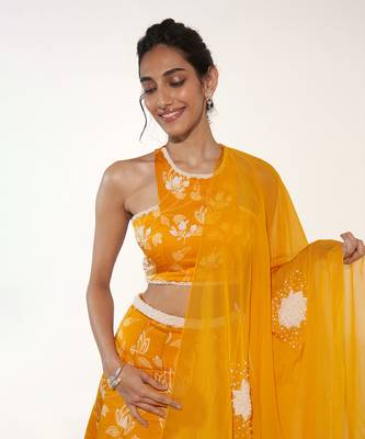 Mustard & White Lehenga Set 4
