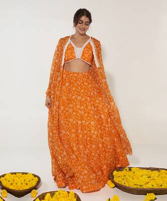 Orange & White Lehenga Set 1