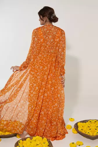 Orange & White Lehenga Set