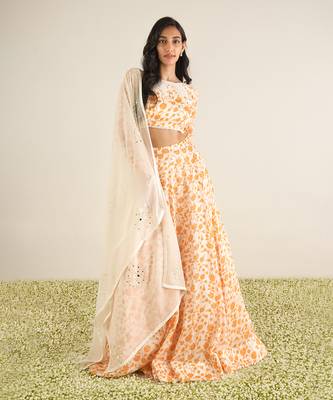 Ivory & Orange Lehenga Set 1