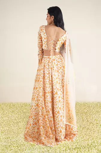 Ivory & Orange Lehenga Set