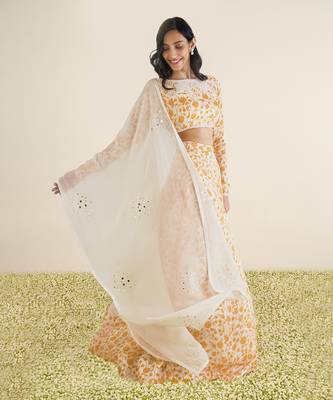 Ivory & Orange Lehenga Set 3