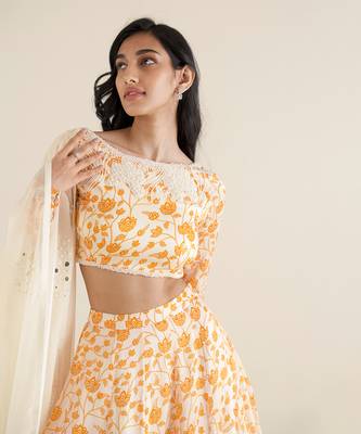 Ivory & Orange Lehenga Set 4