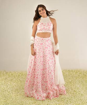 White & Pink Lehenga Set 1