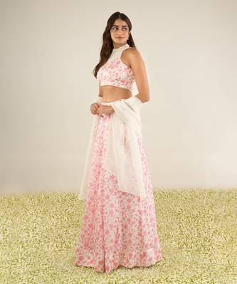 White & Pink Lehenga Set 2