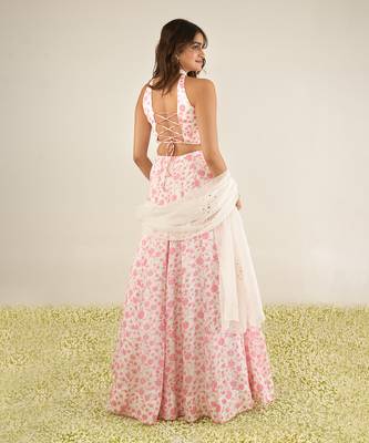 White & Pink Lehenga Set 3