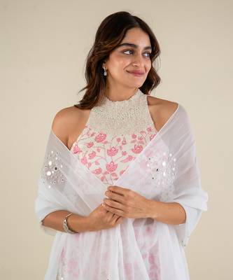 White & Pink Lehenga Set 4