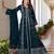 Dark navy blue color faux georgette embroidered suit