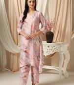 SHADES OF FAASHION Muslin pink marble print suit set.