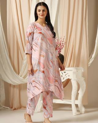 SHADES OF FAASHION Muslin pink marble print suit set. 2