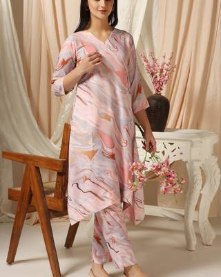 SHADES OF FAASHION Muslin pink marble print suit set. 3