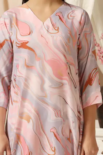 SHADES OF FAASHION Muslin pink marble print suit set.