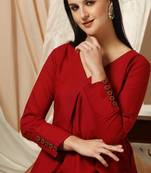 SHADES OF FAASHION Red co-ord set with wooden embellish cuffs