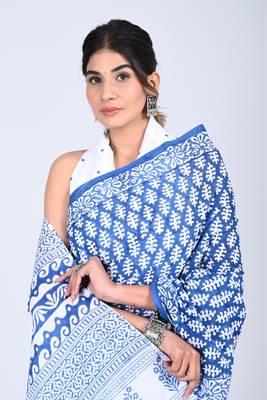 Shivanya handicrafts hand block printed women mulmul cotton sarees for women attach blouse piece sh-1642 3