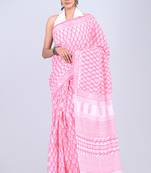 Shivanya handicrafts hand block printed women mulmul cotton sarees for women attach blouse piece sh-1643