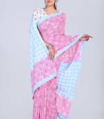 Shivanya handicrafts hand block printed women mulmul cotton sarees for women attach blouse piece sh-1646