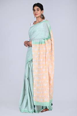 Shivanya handicrafts hand block printed women mulmul cotton sarees for women attach blouse piece sh-1648 4
