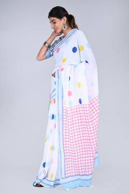Shivanya handicrafts hand block printed women mulmul cotton sarees for women attach blouse piece sh-1650 4