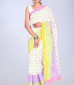 Shivanya handicrafts hand block printed women mulmul cotton sarees for women attach blouse piece sh-1651