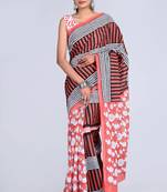 Shivanya handicrafts hand block printed women mulmul cotton sarees for women attach blouse piece sh-1652