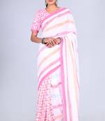 Shivanya handicrafts hand block printed women mulmul cotton sarees for women attach blouse piece sh-1653