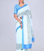 Shivanya handicrafts hand block printed women mulmul cotton sarees for women attach blouse piece sh-1654