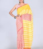 Shivanya handicrafts hand block printed women mulmul cotton sarees for women attach blouse piece sh-1657