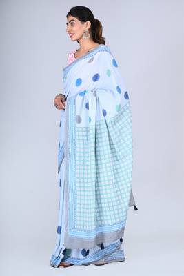 Shivanya handicrafts hand block printed women mulmul cotton sarees for women attach blouse piece sh-1662 4