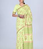 Shivanya handicrafts hand block printed women mulmul cotton sarees for women attach blouse piece sh-1663