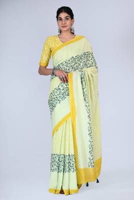 Shivanya handicrafts hand block printed women mulmul cotton sarees for women attach blouse piece sh-1664 1