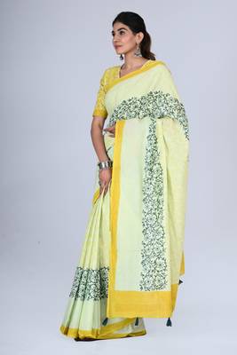 Shivanya handicrafts hand block printed women mulmul cotton sarees for women attach blouse piece sh-1664 3