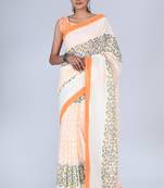 Shivanya handicrafts hand block printed women mulmul cotton sarees for women attach blouse piece sh-1665
