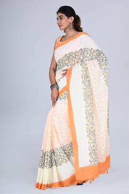 Shivanya handicrafts hand block printed women mulmul cotton sarees for women attach blouse piece sh-1665 3