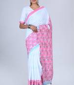 Shivanya handicrafts hand block printed women mulmul cotton sarees for women attach blouse piece sh-1666