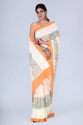 Shivanya handicrafts hand block printed women mulmul cotton sarees for women attach blouse piece sh-1665 5