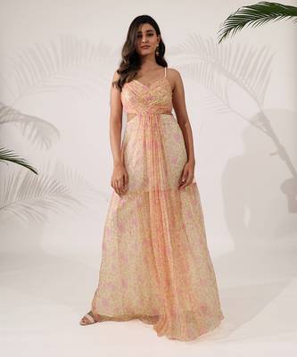 Daffodil yellow chiffon dress 1