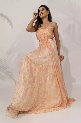 Daffodil yellow chiffon dress