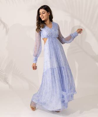 Iris indigo chiffon dress 1