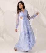 Iris indigo chiffon dress