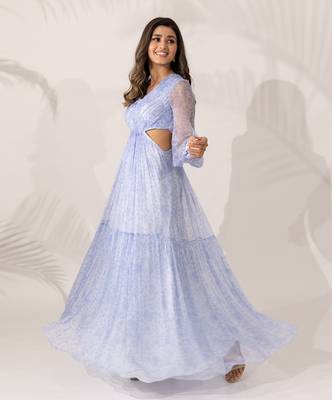 Iris indigo chiffon dress 2