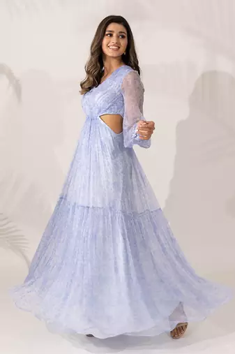 Iris indigo chiffon dress
