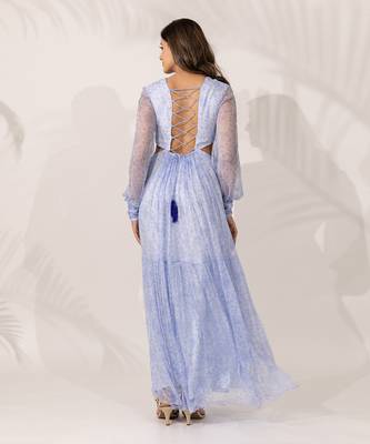Iris indigo chiffon dress 3